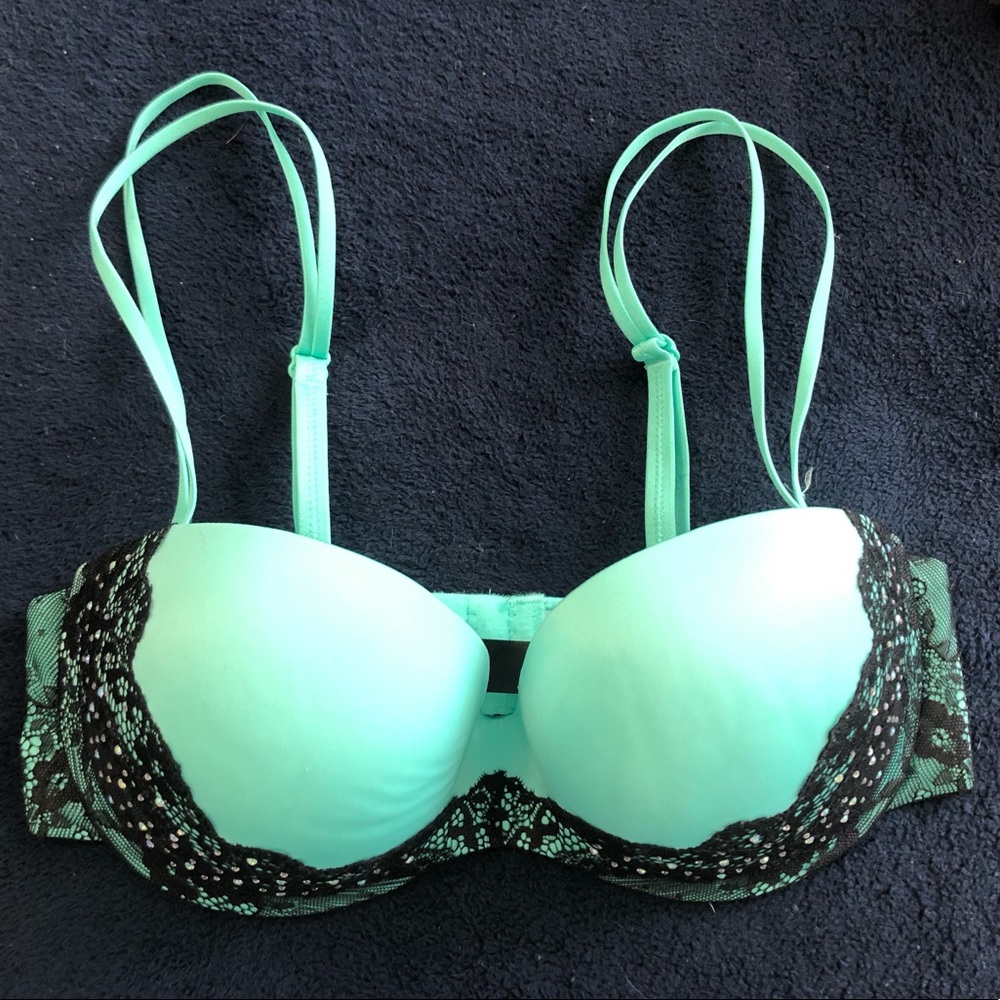 Mint Green with black lace bra